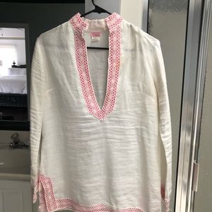 Molly B White Linen top/coverup size small